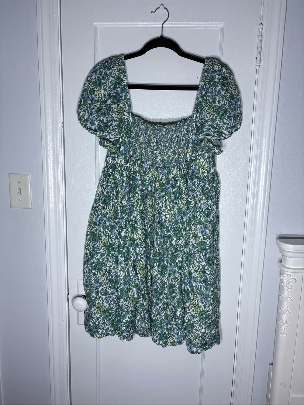 J. Crew Green Floral Puff-Sleeve Sundress - Picture 3 of 12